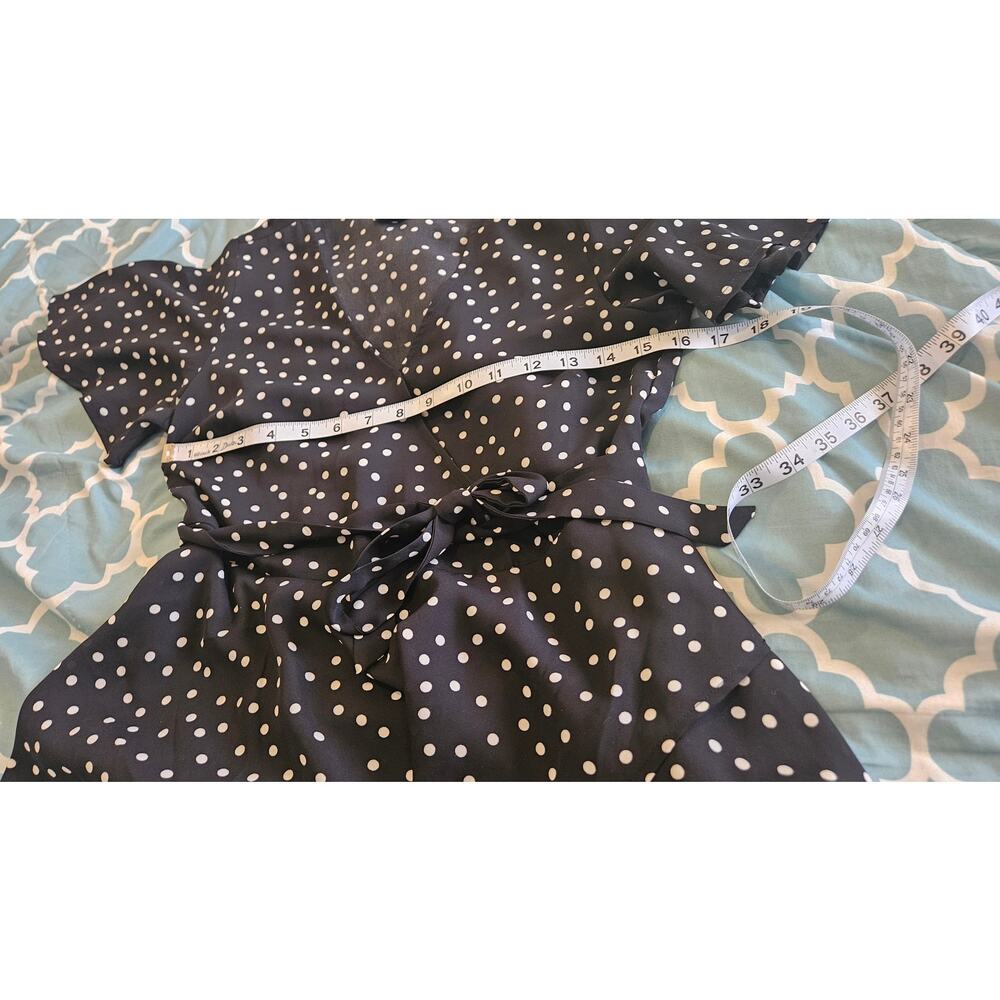 Bobeau Size Small Semi Sheer Polka Dot Short Sleeve Tie Front Shirt - Picture 7 of 11